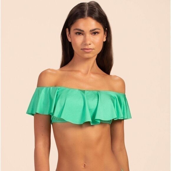 New Trina Turk Ruffle Off The Shoulder Bandeau Top swimsuit, swimwear Sz 10 - Picture 2 of 9